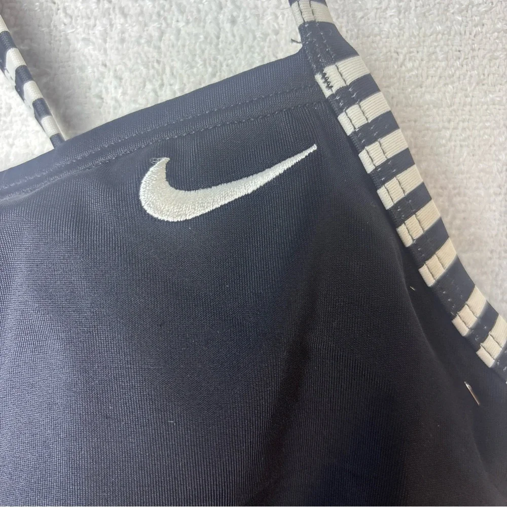 Nike Women's Black and White Striped One Piece‎ Swimsuit